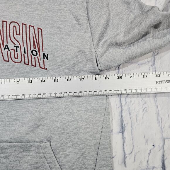 Wisconsin University Badgers Under Armour WOMENS SZ S Hoodie Sweatshirt Gray - Picture 4 of 10
